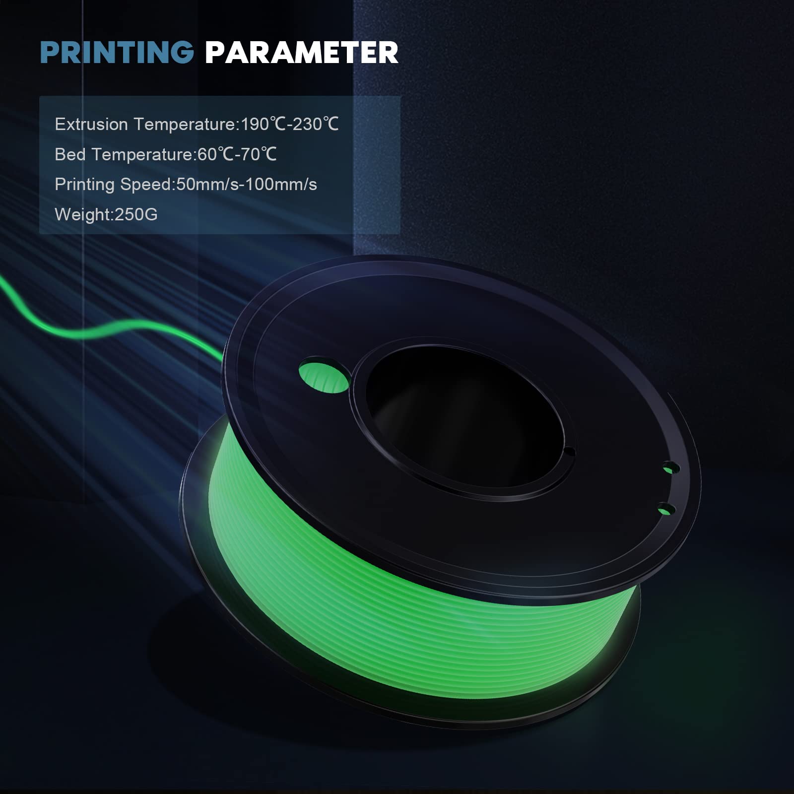 3D Printer Filament PLA Glow in The Dark 1.75mm 3-D Printing Materials 3 Colors Bundle Print Filiment 1.75 mm Green Blue Purple Fillament Accuracy ±0.05mm Spool Vacuum Packaging 250G X 3 - WoodArtSupply