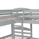 Bellemave L-Shaped Quad Bunk Bed with Trundle, Twin Over Twin, Gray, 4 Beds Bellemave