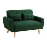 Shintenchi Small Modern Loveseat Couch Sofa, Mid Century Fabric Upholstered 2-Seat Sofa Couch Love Seats Furniture for Small Space,Living Room,Studio,Apartment with 2 Pillows,Green Shintenchi