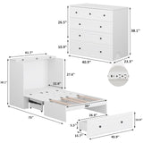 LIVAUVEAD Twin Murphy Bed with Built-in Charging Station, Space-Saving Murphy Bed Chest Twin with Drawer, Foldable, for Home Office Guest Room Bedroom White LIVAUVEAD