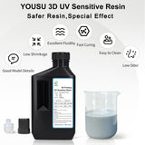 YOUSU 3D Printer Resin,Fast Curing 3D Printing Resin 1KG,Low Shrinkage High Precision Standard Photopolymer Resin for LCD DLP SLA 3D Printer (1000g, Gray) Yousu