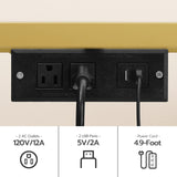 HOOBRO TV Stand with LED Lights and Power Outlets for TVs up to 75", Modern 63 Inch Tempered Glass TV Console Table with Open Shelves, Media Entertainment Center for Living Room, Gold GD165UDS01 HOOBRO