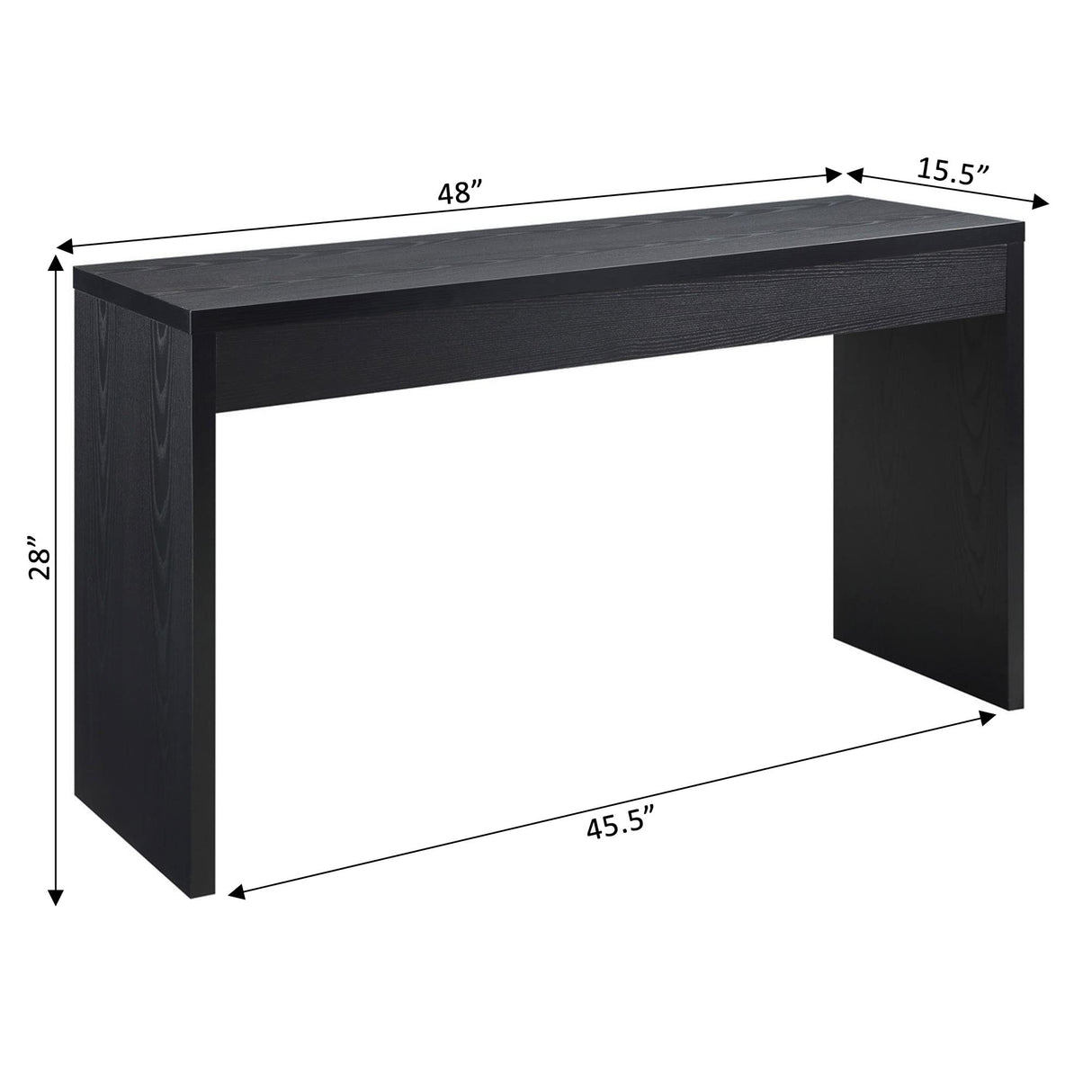 Convenience Concepts Northfield Hall Console Desk Table, 48(L) x 15.5(W) x 28"(H), Black Convenience Concepts
