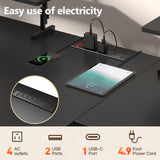 DOMICON 2 Person Desk with Power Outlet & LED Lights, Extra Long 94.5 Inch Computer Desk with Storage Shelves and Monitor Stand for Home Office, Double Gaming Desk, Black DOMICON