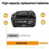 2 Packs 20V 6.5Ah Replacement Battery Compatible with Dewalt 20V Battery Max XR Lithium-ion DCB200 DCB204 DCB206 DCB180 DCD985B DCD771C2 DCS355D1 DCD790B Cordless Power Tools Touyeet
