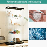 FYSHERAN Black Curio Glass Cabinet with 4 Shelves for Collectibles FYSHERAN