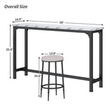 HOMYSHOPY 4-Piece Bar Table Set with 3 Stools – Modern White Marble & Black Steel Console for Small Spaces HOMYSHOPY