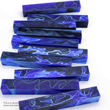 Legacy Woodturning, Acrylic Pen Blank, Royal Blue and Black Swirl with White Lines, 5" x 3/4" x 3/4", 7 Pack Legacy Woodturning