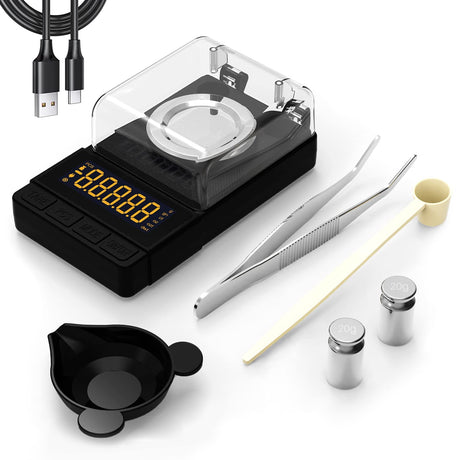 MAXUS Digital Milligram Scale 50g/0.001g, Compact Mg Scale with 20g Calibration Weight and Accessories, Black Powder Scale for Reloading MAXUS
