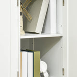 HOMCOM Sideboard with Solid Wood Countertop, Modern Kitchen Storage Cabinet, Coffee Bar Cabinet with 3 Drawers, Doors and Adjustable Shelf, White HOMCOM