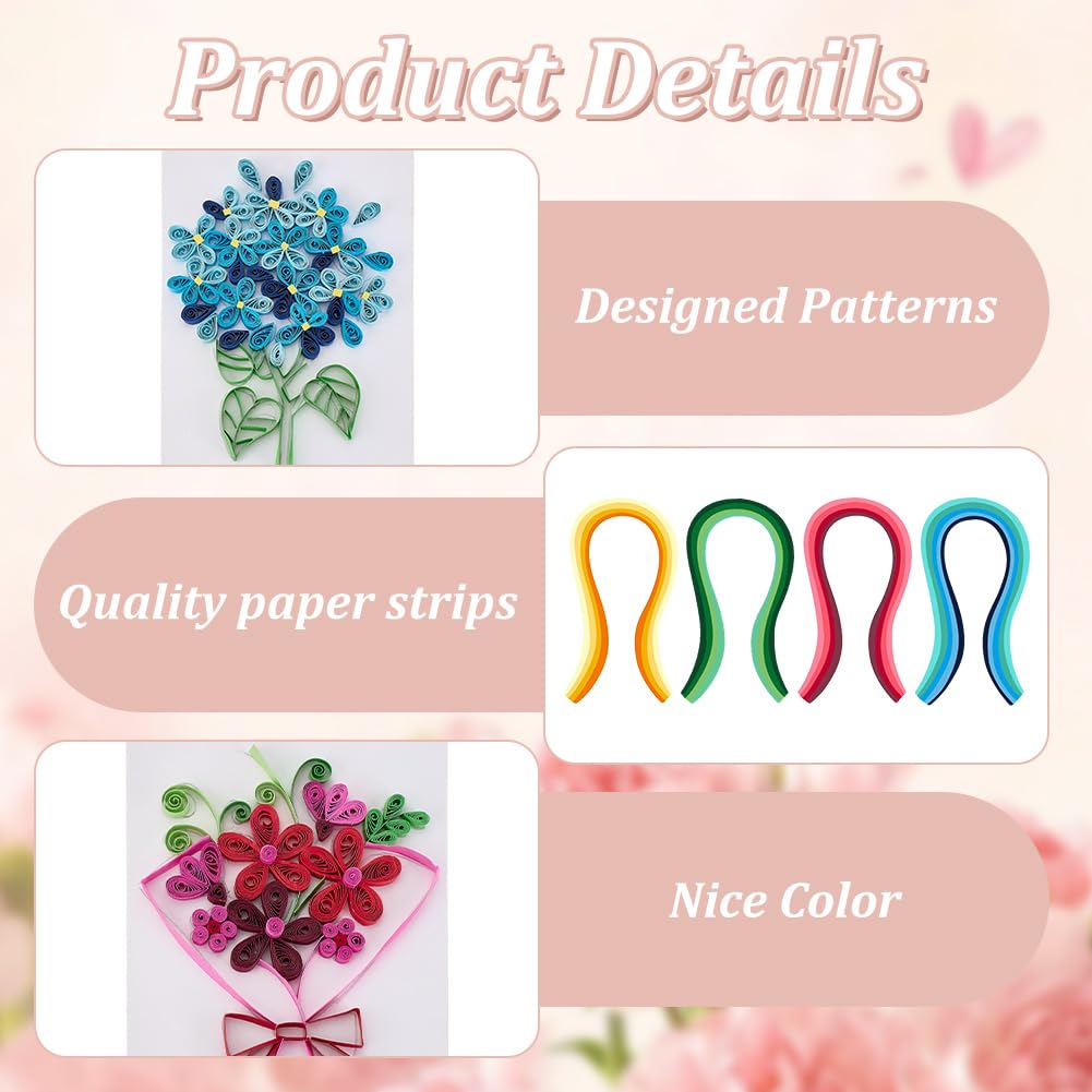 WEBEEDY 20 Sets DIY Flower Quilling Greeting Card Kit Paper Quilling Kit for Adults Beginners 5 Styles Flower Card Making Kit with Instruction for Wedding Mother's Day Father's Day Valentine's Day WEBEEDY
