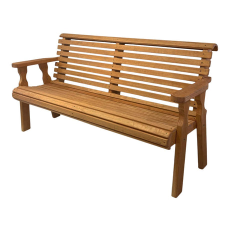 Amish Casual Heavy Duty 4 Foot Roll Back Outdoor Bench in Cedar Stain - Amish Made in The USA from Treated Pine for Outdoor Durability, 700 Lb Weight Capacity Amish Casual