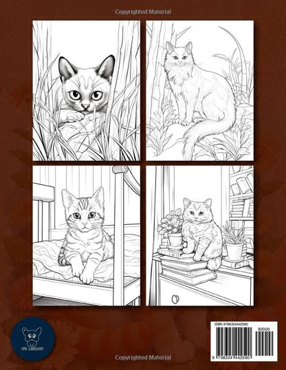 Cat Coloring Book for Adults and Kids: 50 Playful Designs of Kittens and Cats for All Ages - Relaxing Activity for Stress Relief and Fun