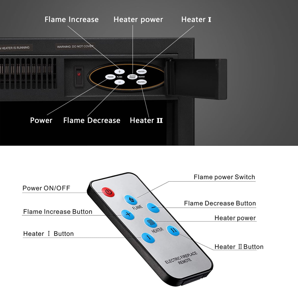 43” Electric Fireplace Mantel Freestanding Electric Fireplace, Remote Control, Adjustable Led Flame, 750W/1500w PEARLWHITE Electactic