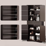 Gizoon 71'' Kitchen Pantry Storage Cabinet, Freestanding Cupboard with 4 Barn Doors and 4 Adjustable Shelves, Hutch Bar Cabinet with Large Drawer for Kitchen, Living Room, Dining Room (Dark Brown) Gizoon