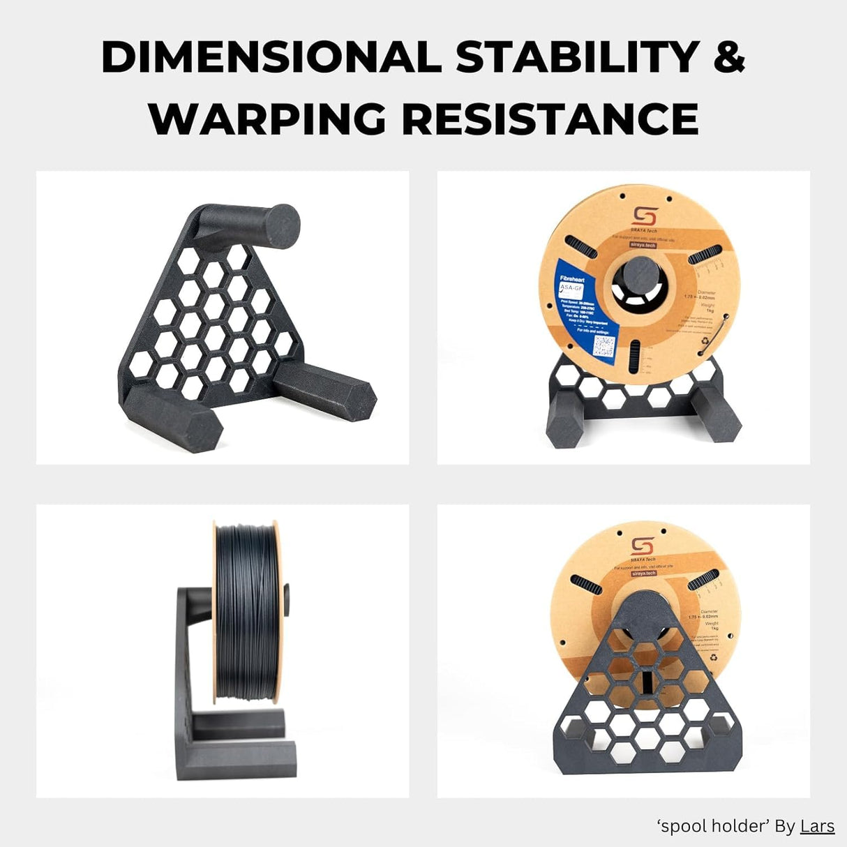 Siraya Tech Fibreheart ASA-GF 3D Printer Filament, 10% Glass Fiber Reinforced, Superior Weather & UV Resistance, High Strength & Thermal Stability for Outdoor & High-Impact Applications (1kg, Black) Siraya Tech