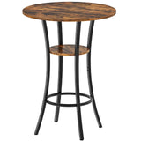 CHOEZON Round Bar Table, 2-Tier High Top & Counter Height Dining Table, for Bistro, Pub, Kitchen, Living Room, Rustic Brown and Black TBT03BF CHOEZON