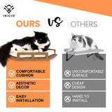 INICIO Cat Wall Shelves - Modern and Durable 3 Step Cat Furniture for Wall - Stylish Birch Floating Shelf for Cats up to 17lbs - Wooden Corner Shelves with Cushioned Perch - Brown INICIO