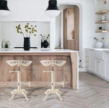 Diwhy Rustic Industrial Farmhouse Tractor Seat Adjustable Height 21.65-27.56in Bar Stool Industrial Bar Chair (Aged White, Cast Iron) Diwhy