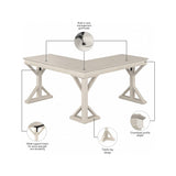 Bush Furniture Homestead Farmhouse L Shaped Desk, 60W, Linen White Oak Bush Business Furniture