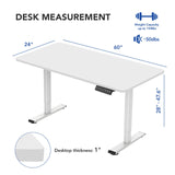 FLEXISPOT EN1 Large Electric Stand Up Desk 60 x 24 inch Whole-Piece Desktop Ergonomic Memory Controller Height Adjustable Standing Desk (White Frame FLEXISPOT