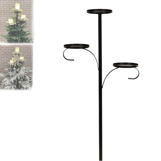 Black Triple Tree Topper, Tree Topper Candle Holder, Candelabra Tree Topper for Christmas (1PCS)