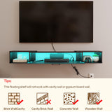 HOOBRO Floating TV Stand with LED Light Power Outlet for TVs up to 75”, Wall Mounted TV Shelf, Modern Media Console Entertainment Center Under TV, for Living Room Bedroom, Black BK36UDDS01 HOOBRO