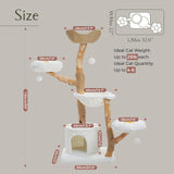PAWZ Road Cat Tree for Indoor Cats Large Adults, 59 Inches Modern Cat Tower with Large Basket and Hammock, Natural Solid Wood, Luxury Condo & Dual Perches, Modern Cat Furniture for Big Cats, White PAWZ Road
