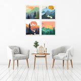 4 Pack Paint by Number for Adults, Easy Sunset Landscape DIY Arts and Crafts for Adults Beginner with Paints Brushes, Tree River Mountain Acrylic Paint Set for Home Decor 8×8 Inch eniref