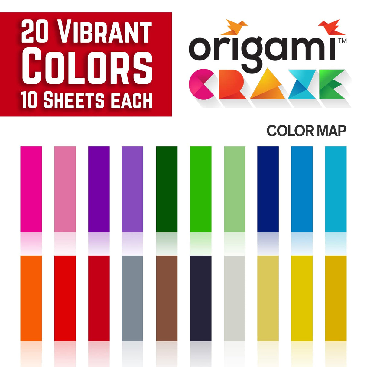 Origami Paper 500 Sheets Premium Quality for Arts and Crafts 6" Square Sheets 20 Vibrant Colours Same Colour on Both Sides 100 Design Ebook Included (See Back of Cover for Download info) Origami Craze