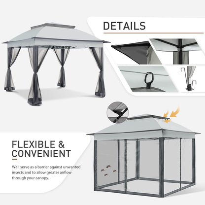 COOS BAY 11x11 Pop-Up Instant Gazebo Tent with Mosquito Netting Outdoor Canopy Shelter with 121 Square Feet of Shade (Gray) - WoodArtSupply