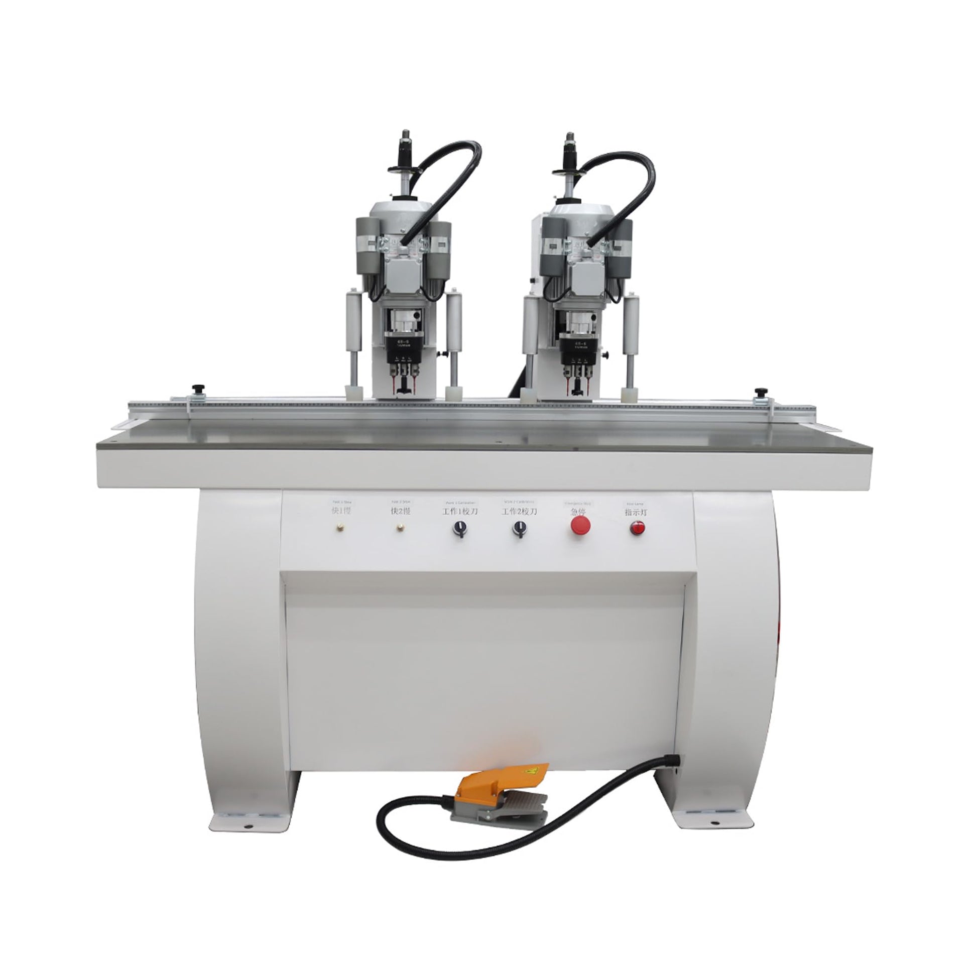 BREVELTION 110V Pneumatic Hinge Machine Woodworking Hinge Drilling Machine for Drilling Processing of Cabinets Wardrobes 48-6 Combined Drill 1.5KW*2 Double Station - WoodArtSupply