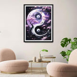 QINRUBB DIY Tai Chi Diamond Art Kit for Adults Beginners, Full Drill Yin Yang Diamond Painting Kits, 5D Cherry Blossom Painting by Numbers DIY Sun and Moon Craft Kits for Home Wall Decor 12x16 inch QINRUBB