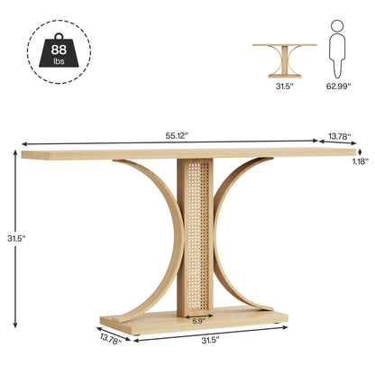 Tribesigns 55 Inches Rattan Console Table, Farmhouse Hallway Table, Wooden Entryway Table, Narrow Long Sofa Table Hallway Foyer Table Behind Couch Table for Living Room, Hallway, Foyer - WoodArtSupply