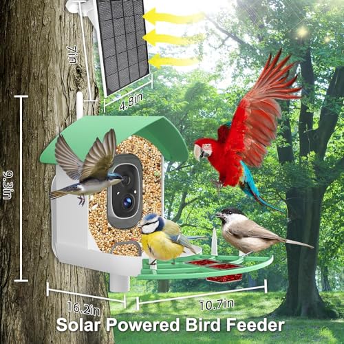 DEBARK® Smart Wild Bird Feeder with Camera Solar Powered, 1080P Video AI Camera for Beautiful Close-up Shots and a Unique Bird Watching Experience - WoodArtSupply