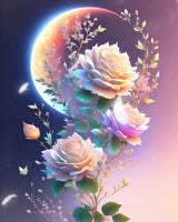ZRIZQ Paint by Numbers for Adults Beginners,Moon Flower Adult Paint by Number Kits on Canvas,Paint by Numbers for Home Wall Art Decor 16x20 Inch（Without Frame） ZRIZQ