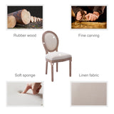 Kiztir French Country Dining Chairs Set of 4, Farmhouse Dining Chairs with Round Backrest, Mid Century Upholstered Dining Chairs with Solid Wood Leg for Dining Room Bedroom Kitchen Restaurant (Beige) Kiztir