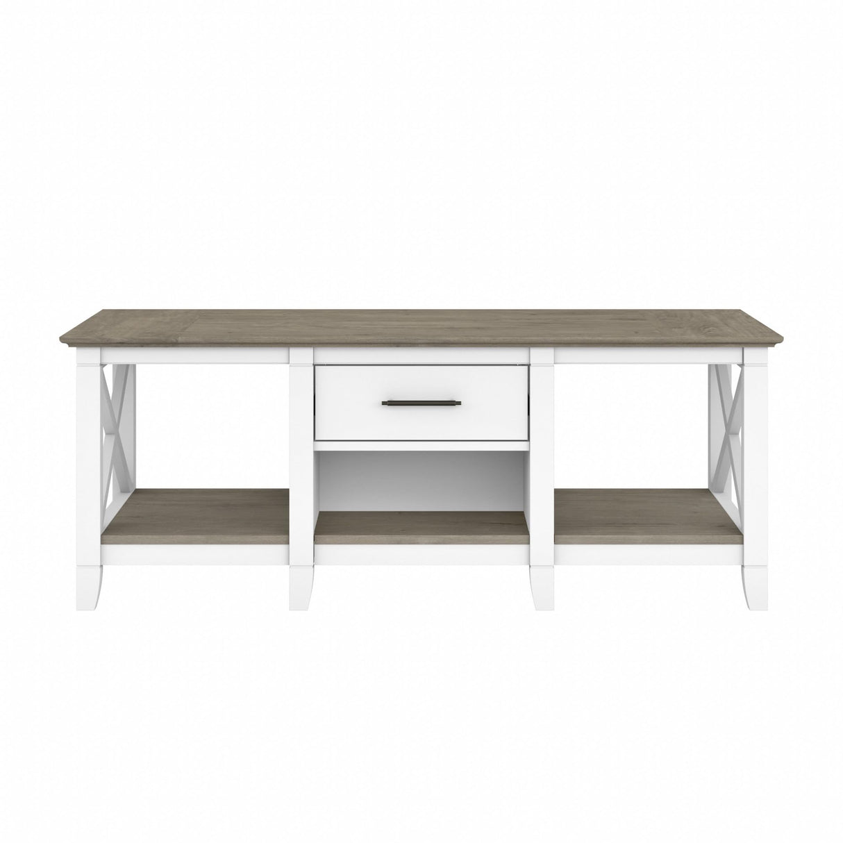Key West 47.2 x 23.94-Inch Coffee Table, Shiplap Gray/Pure White Bush Business Furniture