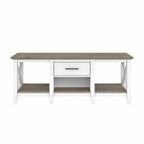 Key West 47.2 x 23.94-Inch Coffee Table, Shiplap Gray/Pure White Bush Business Furniture