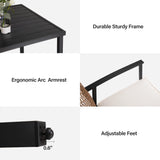 LAUSAINT HOME 5 Pieces Outdoor Patio Dining Set, Wicker Patio Furniture Set of 4 Chairs with Soft Cushion and Square Table with Umbrella Hole, Conversation Set for Backyard, Garden and Poolside LAUSAINT HOME