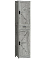 Tall Grey Bathroom Cabinet with 6 Shelves, 2 Doors & Drawer for Narrow Spaces WEENFON