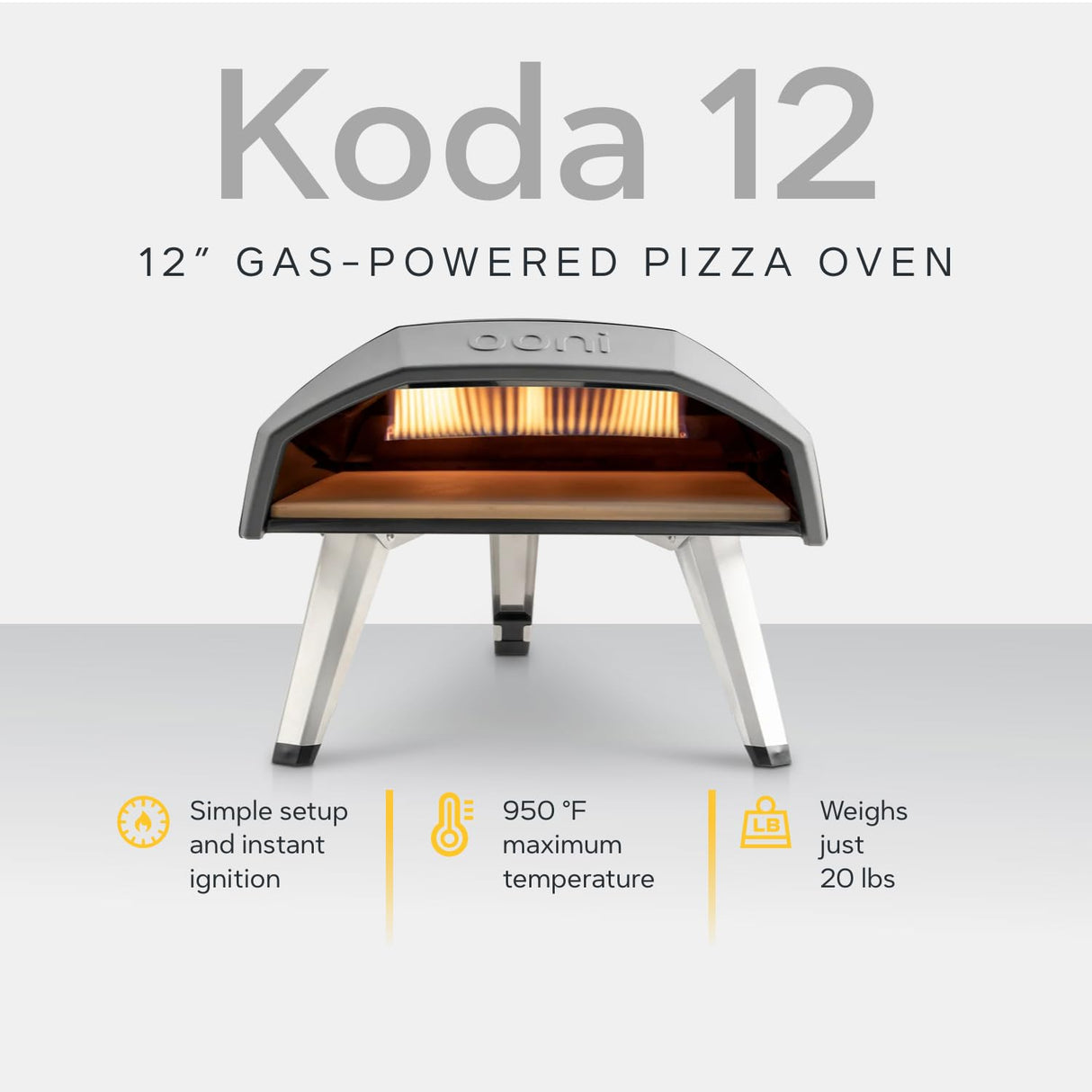 Ooni Koda 12 Gas Pizza Oven – 28mbar Propane Outdoor Pizza Oven, Portable Pizza Oven For Fire and Stonebaked 12 Inch Pizzas, With Gas Hose & Regulator, Countertop Pizza Maker, Outdoor Pizza Cooker ooni