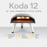 Ooni Koda 12 Gas Pizza Oven – 28mbar Propane Outdoor Pizza Oven, Portable Pizza Oven For Fire and Stonebaked 12 Inch Pizzas, With Gas Hose & Regulator, Countertop Pizza Maker, Outdoor Pizza Cooker ooni