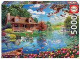 Educa - Lake House - 5000 Piece Jigsaw Puzzle - Puzzle Glue Included - Completed Image Measures 61.75" x 42.25" - Ages 14+ (19056) Educa