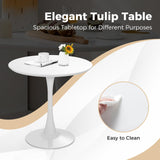 Tangkula Modern 5-Piece Round Dining Table Set for 4 with Solid Wood Legs in Bright White Tangkula