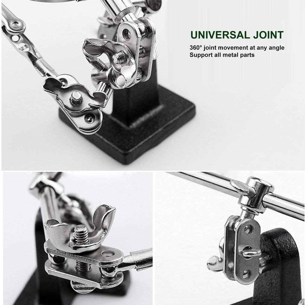 Helping Hands Magnifier Stand with Dual Alligator Clips Adjustable – FEITA 5X Magnifying Glass Perfect for Soldering, Crafting, Hobby, Micro Objects FEITA