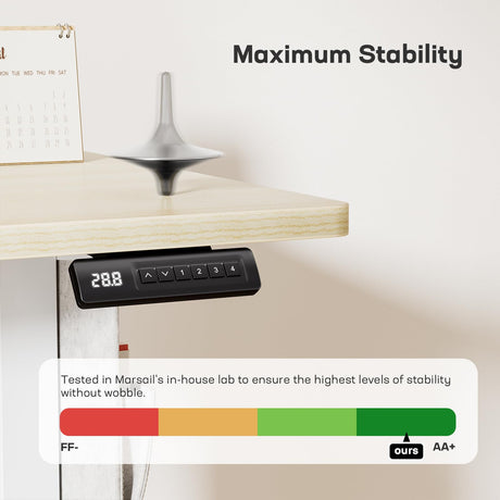 Marsail 48x24 Electric Standing Desk - Adjustable Height Computer Desk with Memory Presets, Storage Bag & Cable Management for Home Office & Gaming Workstations Marsail
