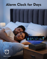 MOLICAR Gun Safe for Handgun, Alarm Clock Biometric Pistol Safe Fingerprint Handgun Safe with Touchscreen Keypad LCD of Temp, Humidity, 3 Ways Quick Access Slide Away Bedside Gun Safe for Nightstand MOLICAR