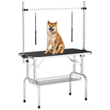 ynhunreth 46'' Dog Grooming Table for Large Dogs, Foldable Professional Grooming Table for Dogs at Home with Double Loops/Mesh Tray/Adjustable Arm, Capacity up to 330lbs, Black ynhunreth
