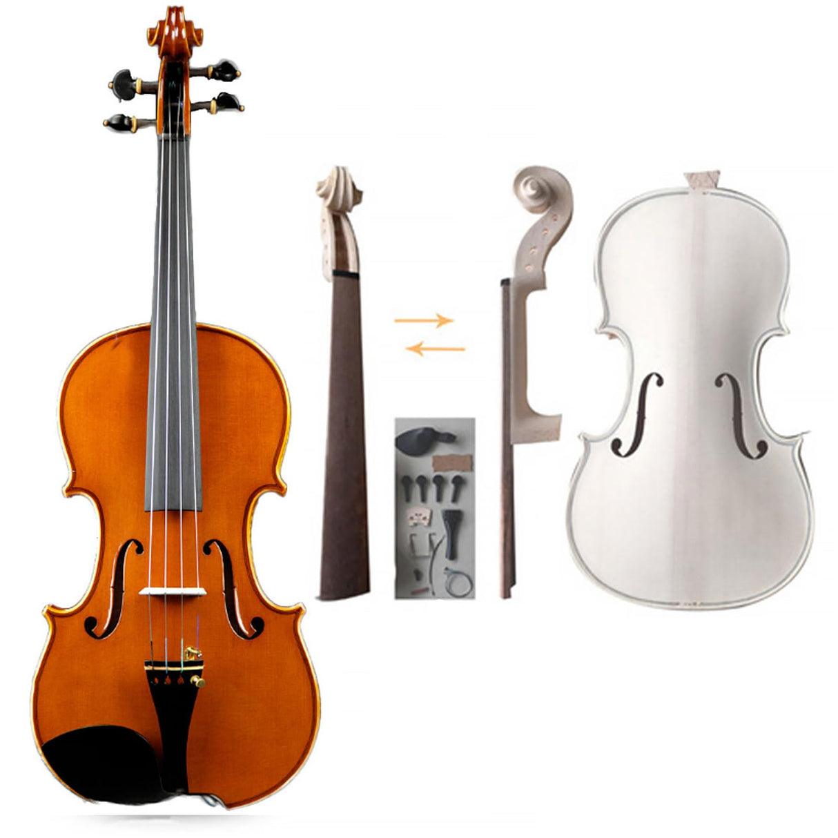 Violin for Beginners, Natural Acoustic 4/4 Violin for Adult Violin DIY Accessories Musical Instruments for Present, Full Sized 4/4 Violin (Not Included Bow) Focefec